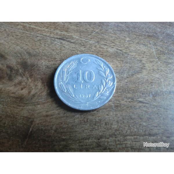 monnaie turquie 10 lira 1987