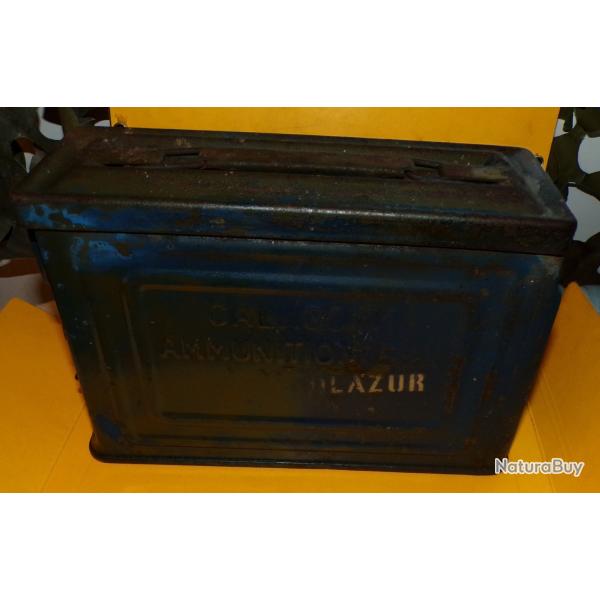 ARMEE AMERICAINE U.S : BOITE A MUNITIONS DE CALIBRE 30 , TRACES DE PEINTURE BLEU  ,  ETAT  VOIR PHOT