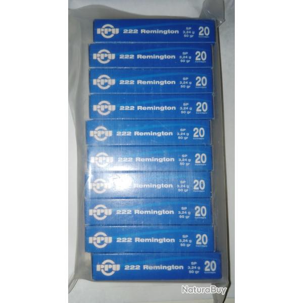 Cartouches PPU 222 rem. 200 cartouches SP - Balles Calibre 222 ...
