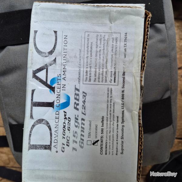 500 ogives calibre 6mm / .243 - mod�le DTAC 115gr