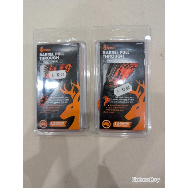 Lot de 2 cordons de nettoyage SPIKA calibre 9mm