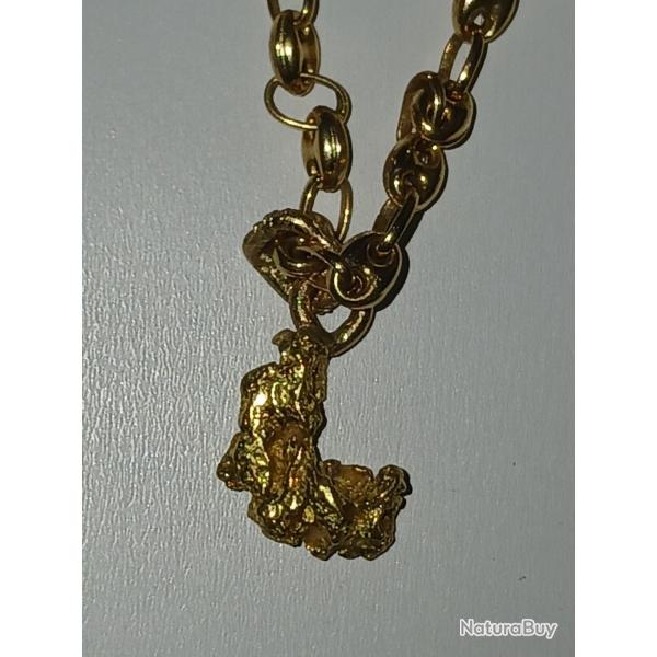 Ensembles cha�ne or 18 k  et p�pite naturelle or  24 k 16,97 grammes