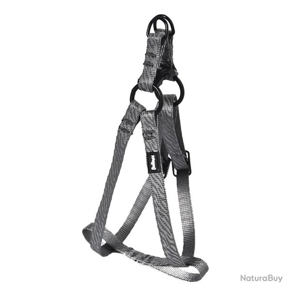 Harnais R�fl�chissant R�glable en Nylon Gris - Ajustable 50-65 cm