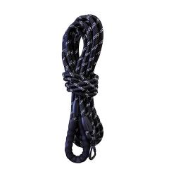 Longe r&eacute;fl&eacute;chissante en nylon 10m avec mousqueton de s&eacute;curit&eacute; et poign&eacute;e - Noir