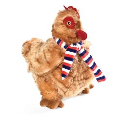 Jouet pour chien en forme de poule avec &eacute;charpe - Gris ou Marron