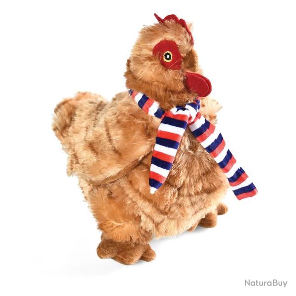 Jouet pour chien en forme de poule avec �charpe - Gris ou Marron