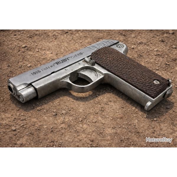 R�plique Pistolet Ruby WW1 - Mod�le Inerte 1:1 en Plastique - Finition Acier Bronz�