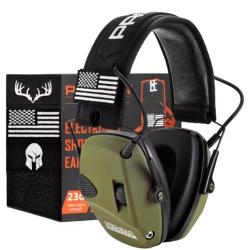 Casque Antibruit &Eacute;lectronique Protection Auditive Tir et Chasse R&eacute;duction du Bruit NRR 23dB - Vert