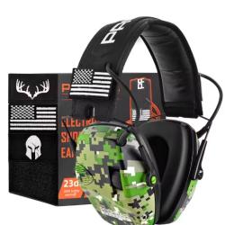 Casque Antibruit &Eacute;lectronique Protection Auditive Tir et Chasse R&eacute;duction du Bruit NRR 23dB - camo