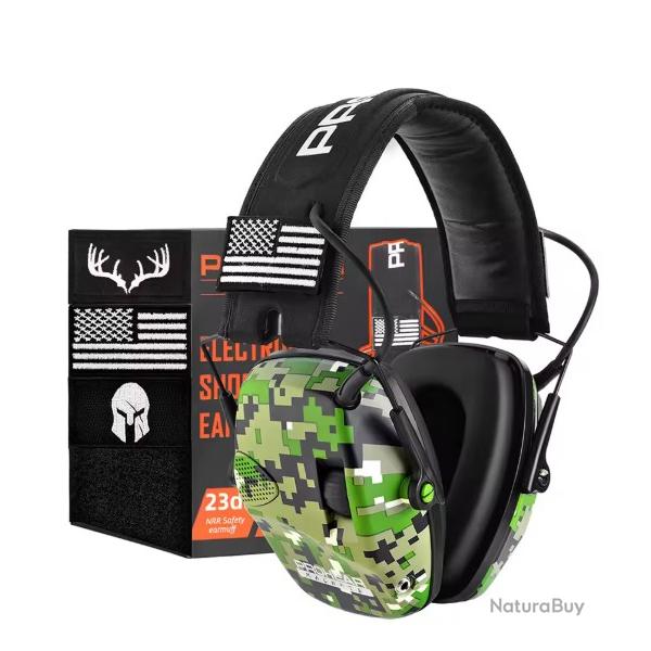 Casque Antibruit �lectronique Protection Auditive Tir et Chasse R�duction du Bruit NRR 23dB - camo