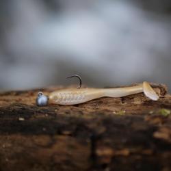 Optimus Shad 50 - Leurres souples sp&eacute;cial truite - 1 sachet de 12 leurres / 1 Leurre OR mont&eacute; sur 1 