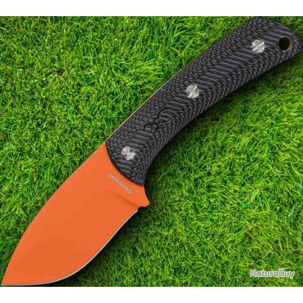 Couteau Browning Back Country Small Lame Acier D2 Orange Ceramic Manche Black G10 Etui Kydex BR0499B