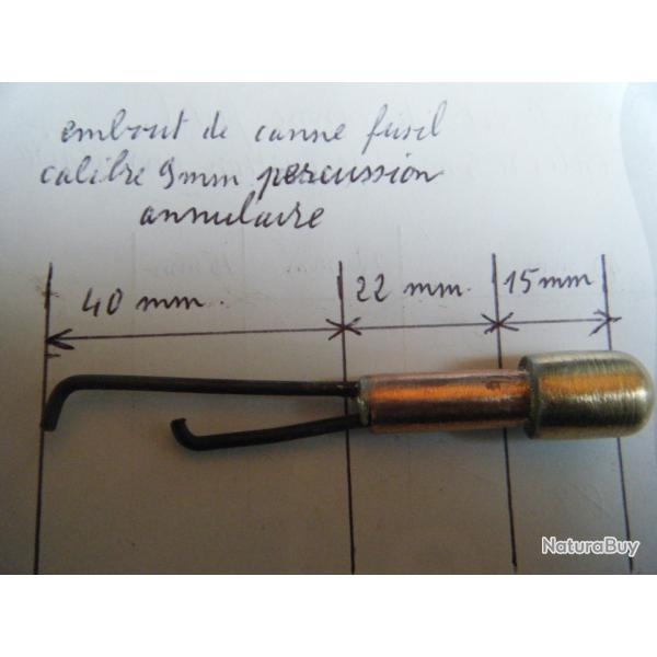 embout de canne fusil calibre 9 mm percussion annulaire avec son capuchon en caoutchouc