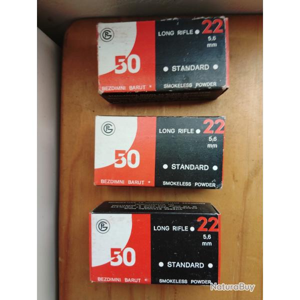 Lot de 3 bo�tes 22 long rifle cartouche de collection yougoslave