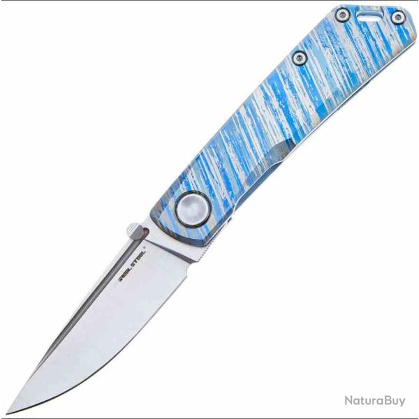 Couteau Real Steel Luna Boost Lame Acier N690 Satin Manche Titane Wind of Change Frame Lock RS7071