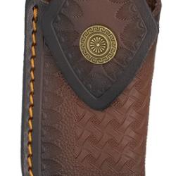 Etui en cuir marron pour couteaux pliants