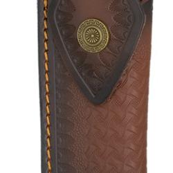 Etui en cuir marron pour couteaux pliants 14 x 6 cm