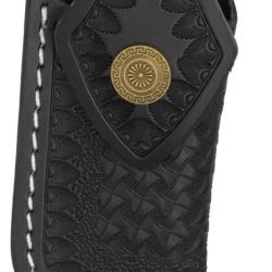 Etui en cuir noir pour couteaux pliants 12 x 5.5 cm