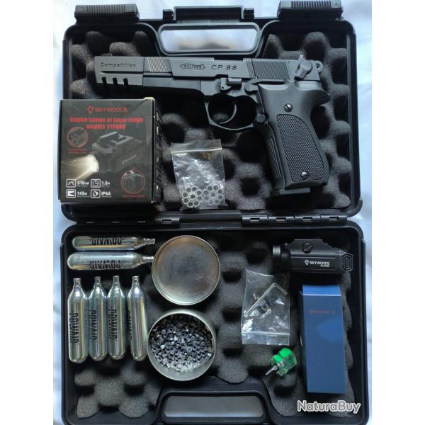 Pack Pistolet Walther cp 88 comp�tition 4.5mm +lampe laser 500lumens
