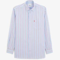 Chemise Serge Blanco manches longues ray&eacute;e en coton oxford bleu ciel M Bleu Sashiko