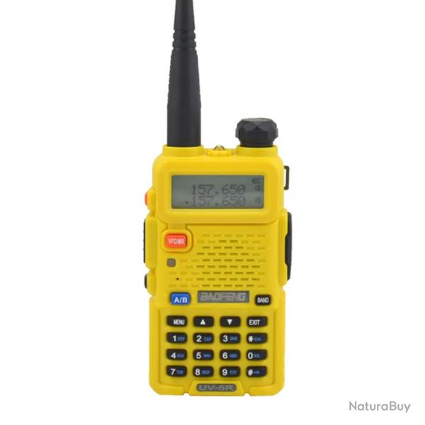 Baofeng UV-5R Talkie-Walkie Bi-Bande VHF/UHF 136-174 & 400-520 MHz 5W Pack Complet Jaune