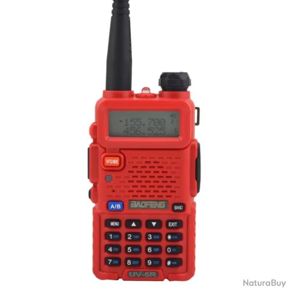 Baofeng UV-5R Talkie-Walkie Bi-Bande VHF/UHF 136-174 & 400-520 MHz 5W Pack Complet ROUGE