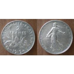 France 2 Francs 1919 Semeuse Piece Argent Franc