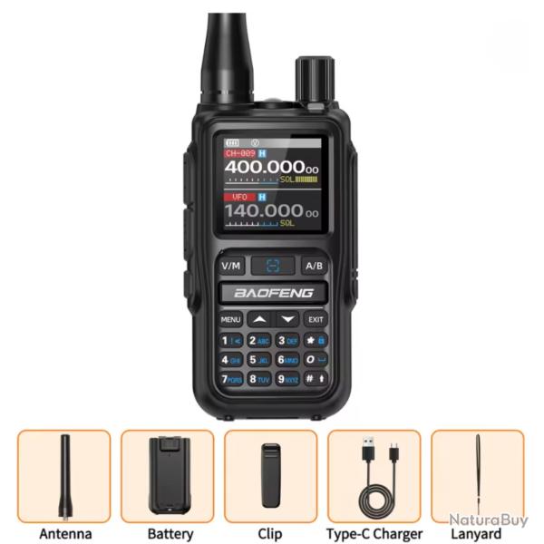Baofeng UV-5R Mini Bluetooth Radio Bi-Bande VHF/UHF Programmation Mobile USB Type-C Noir