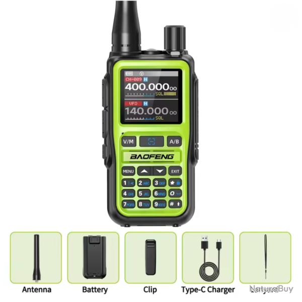Baofeng UV-5R Mini Bluetooth Radio Bi-Bande VHF/UHF Programmation Mobile USB Type-C Vert