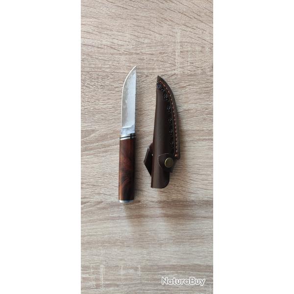 Petit Couteau de Chasse & Outdoor - Acier Inox 440 - Manche Bois Exotique - 17 cm