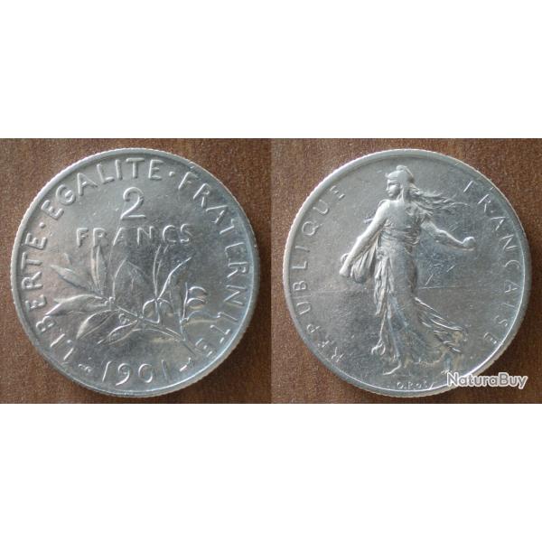 France 2 Francs 1901 Semeuse Piece Argent Europe Franc Frcs Frc Frs