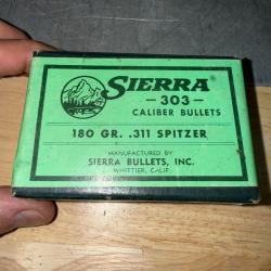 BOITE DE 39 OGIVES SIERRA 303   CALIBRE .311  180 GR SPITZER