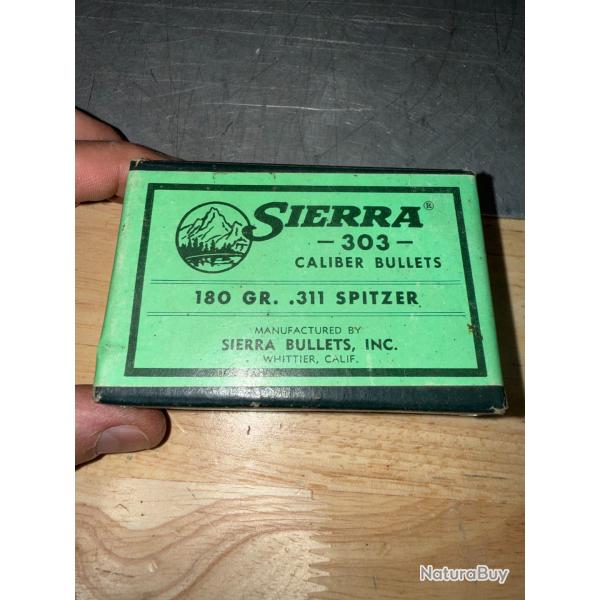 BOITE DE 39 OGIVES SIERRA 303   CALIBRE .311  180 GR SPITZER