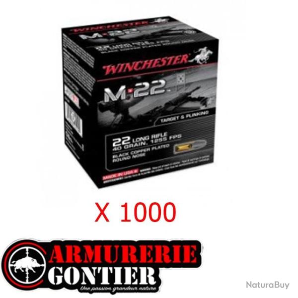 Munitions WINCHESTER 22LR M22 40GR LEAD RN x1000