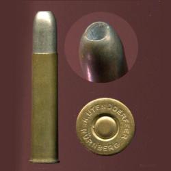 10.75 x 52 R Gr&uuml;ndig - RARE - balle nickel pointe creuse - marquage : H.UTENDOERFFER NURNBERG