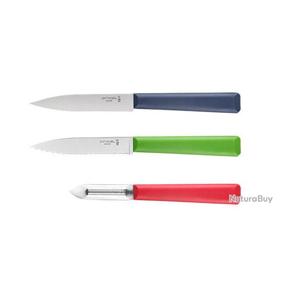 Set de 3 Couteaux Opinel : Office n�312 - Office crant� n�313 - Eplucheur n�315 - Lames 100mm et 60m