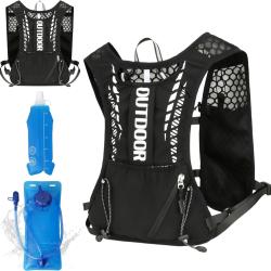 Gilet Hydratation Gilet de Course Poche &agrave; Eau de 2L Gourde 500ml L&eacute;ger Trail V&eacute;lo Randonn&eacute;e Jogging