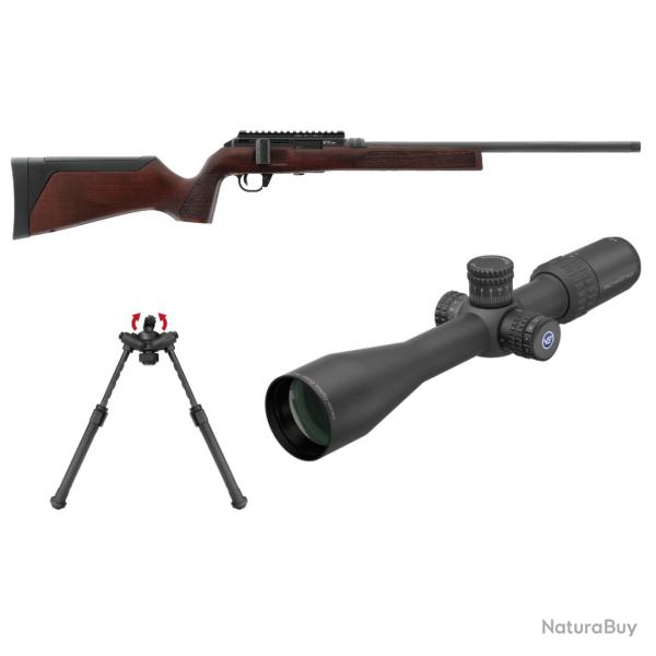 PACK CARABINE .22LR FORCE B1 WOOD CLASSIC HAMMERLI + LUNETTE ET BIPIED