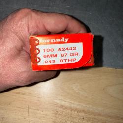 BOITE DE 100 OGIVES HORNADY  CALIBRE 6MM  .243    87 GR  BTHP