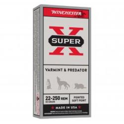 Cartouches Winchester Calibre 22-250 REM POWER POINT x20