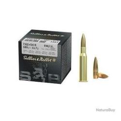 CARTOUCHE sellier & bellot calibre 7.62x54r FMJ 180grs 11.7g x50