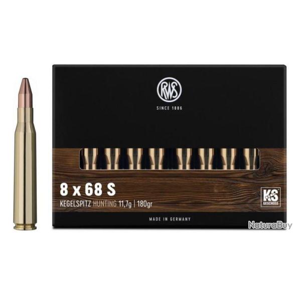 !! PROMOTION !!CARTOUCHE RWS calibre 8X68S KS 11,7g 10grs /20