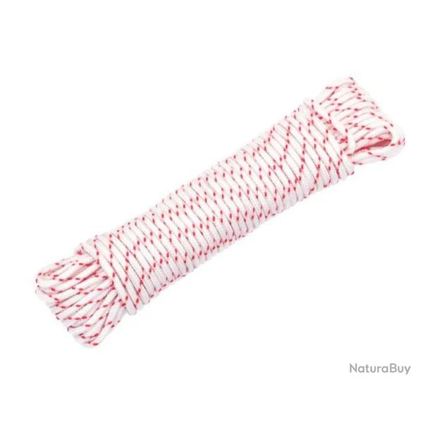 Cordon d�marrage nylon blanc rouge �3 mm 10 m r�sistant haute visibilit�