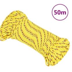 Corde bateau polypropyl&egrave;ne jaune 3 mm 50 m r&eacute;sistante intemp&eacute;ries
