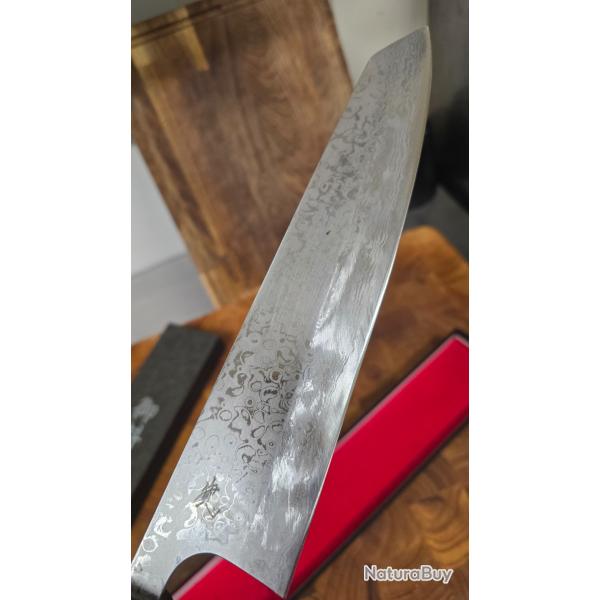 Couteau artisanal japonais Kiritsuke Gyuto 240mm - Yauji Yoshihiro - Damas