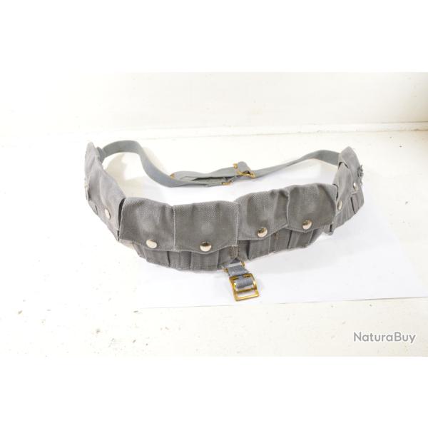 Cartouchi�re bandolier en toile de coton gris WEB . Bandouli�re survie. Style aventurier Afrique