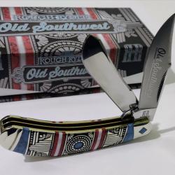 Couteau Rough Ryder Old Southwest Bow Trapper Lames Clip & Spey Acier 440A Manche Pierre/Acier