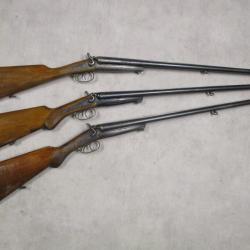 Lot de 3 Fusils HUSQVARNA mod&egrave;le 1877, Cal 16 &agrave; chiens, &agrave; 1 euro sans prix de r&eacute;serve!!!