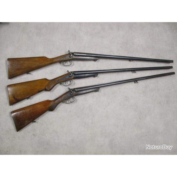 Lot de 3 Fusils HUSQVARNA mod�le 1877, Cal 16 � chiens, � 1 euro sans prix de r�serve!!!