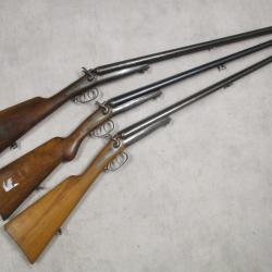 Lot de 3 Fusils HUSQVARNA mod&egrave;le 1877, Cal 12 &agrave; chiens, &agrave; 1 euro sans prix de r&eacute;serve!!!